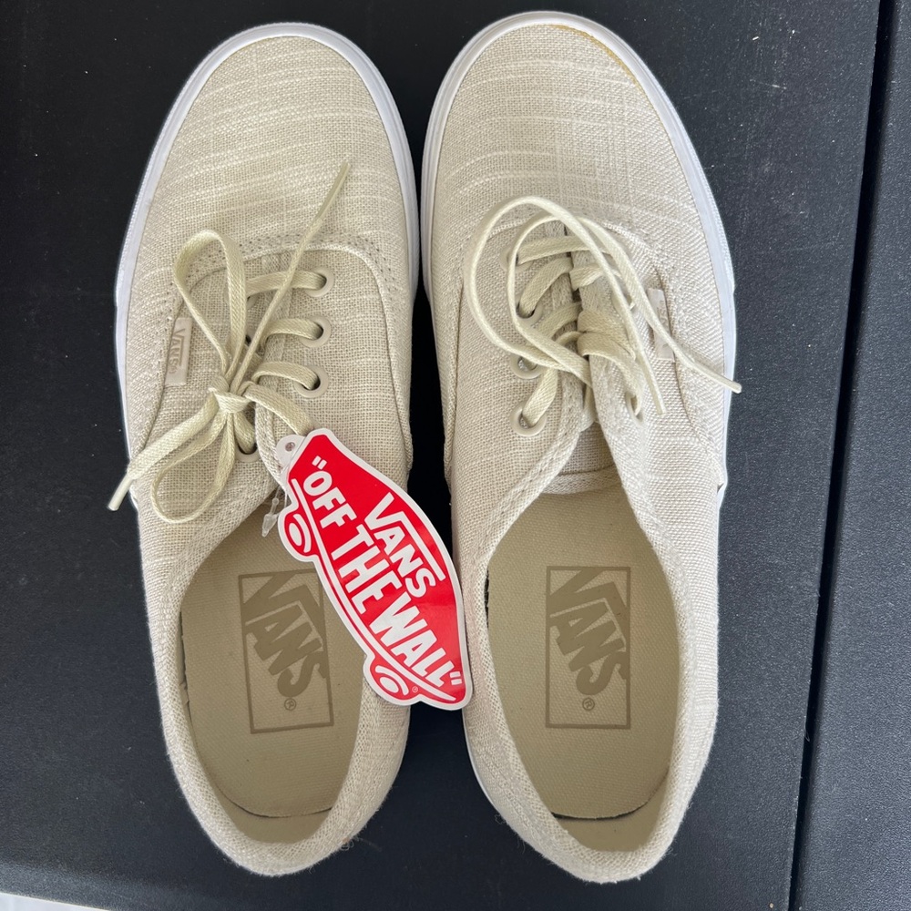 Vans Turtledove Hemp Authentic Cream Canvas Sneakers Classic Lace-Up Design